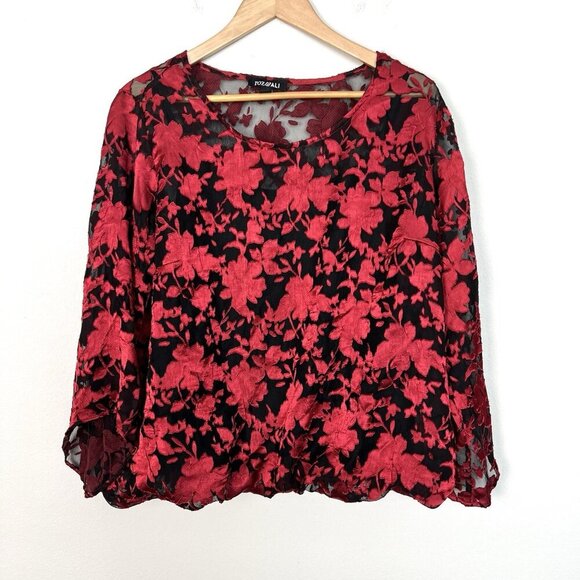 Floral Burnout Blouse Womens Size XL Gothic Whimsigoth Fairy Dark Feminine - Picture 1 of 8